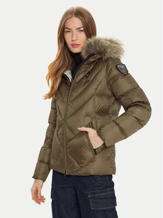 GIUBBINO BLAUER CORTO DONNA VERDE PELLICCIA