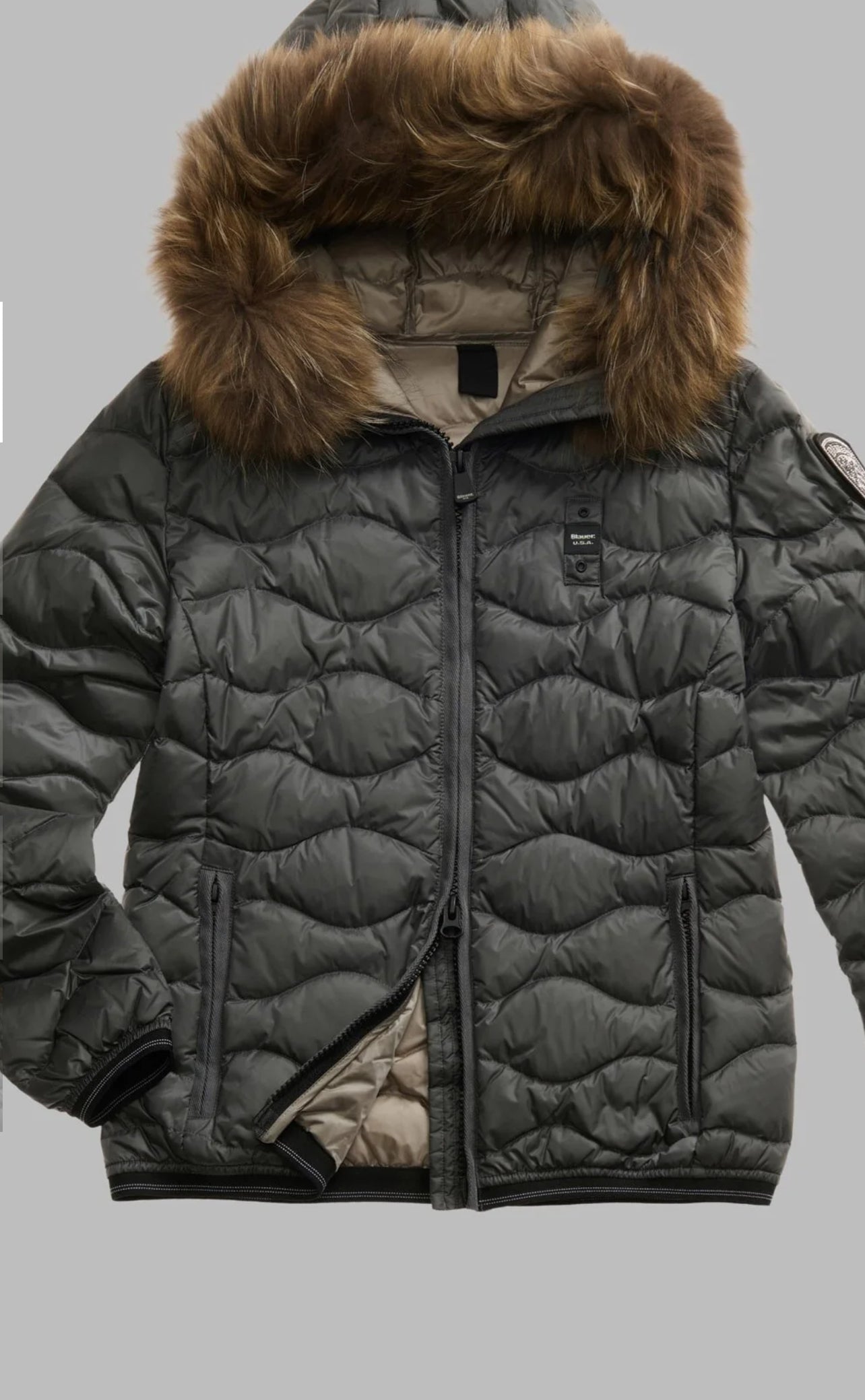 GIUBBINO BLAUER CORTO ONDE DONNA GRIGIO  PELLICCIA