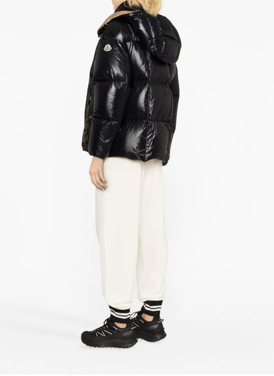 GIUBBINO MONCLER DONNA NERO/MARRONE CON CAPPUCCIO